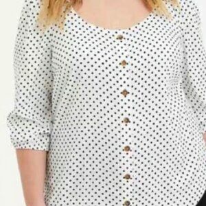 NWT Torrid White and Black Polka Dot Lenny Button Front